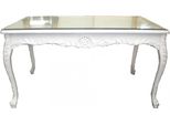 Casa Padrino Tavolo Da Pranzo Barocco Con Piano In Vetro Bianco - Tavolo Da Pranzo In Stile Barocco - Mobili Da Sala Da Pranzo In Stile Barocco - Mobili Barocchi 180 Cm Bianchi