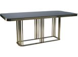 Casa Padrino Tavolo Da Pranzo Oro Antico / Nero 200 X 100 X H. 76 Cm - Tavolo Da Cucina Rettangolare Con Piano In Vetro - Mobili Per La Sala Da Pranzo - Mobili Per La Cucina - Mobili - Arredi