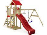 Wickey Torre Gioco Per Arrampicata Multiflyer Light Con Altalena E Scivolo, Torre Per Arrampicata Con Sabbiera, Scala E Accessori Da Gioco - Rosso