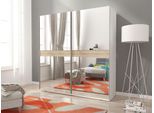 Armadio Ad Ante Scorrevoli Armadio Per Camera Da Letto Specchio Bianco Rovere Sonoma 150X63X214Cm