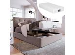 Letto Imbottito Sweiko Letto Singolo Con Testata Regolabile E Rete A Doghe Letto A Molle Idrauliche Con Contenitore In Velluto 90X200Cm Grigio Chiaro (Con Materasso)
