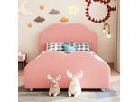 Letto Per Bambini Flieks 90X200Cm Con Rete A Doghe, Letto Imbottito Letto Per Ragazzi Con Testiera E Pediera A Forma Di Nuvola, Letto Singolo Letto In Legno Letto Da Terra, Velluto, Rosa