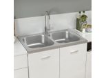 The Living Store Lavello A Doppia Vasca Silver 800X500X155 Mm In Acciaio Inox