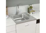 The Living Store Set Lavello E Scolapiatti Argento 600X600X155 Mm In Acciaio Inox