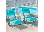 Sobuy Ogs28-Hbx2 Sedia A Sdraio Per 2 Persone Sedia A Dondolo Da Giardino Resistente Alle Intemperie Con Cuscino Sedia A Dondolo Da Spiaggia Fino A 150 Kg Turchese