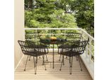 Set Di Mobili Da Giardino In Stile Elegante Set Di Mobili Da Balcone Set Da Pranzo Da Giardino 5 Pezzi Nero Poly Rattan - Set Di Mobili Da Giardino Hommie8798875 3Parcel