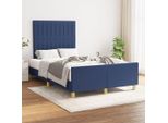 The Living Store Struttura Letto Con Testiera Blu 120X200 Cm In Tessuto