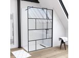 Schermo Doccia Marwell Dal Design Moderno 140 X 195 Cm Incl. Supporto A Parete - Doccia In Vetro Con Profilo A Parete Nero Opaco - Vetro Di Sicurezza Temperato Per La Massima Sicurezza - Installazione Su Piatto Doccia O Piastrelle