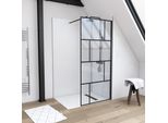 Schermo Doccia Marwell Dal Design Moderno 90 X 195 Cm Incl. Supporto A Parete - Doccia In Vetro Con Profilo A Parete Nero Opaco - Vetro Di Sicurezza Temperato Per La Massima Sicurezza - Installazione Su Piatto Doccia O Piastrelle