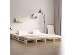 The Living Store Letto In Pallet 140X190 Cm In Legno Massiccio Di Pino