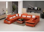 Set Di Divani Angolari In Pelle Arancione 315 X 367 X 256 Cm