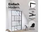 Schermo Doccia Marwell Dal Design Moderno 120 X 195 Cm Incl. Supporto A Parete - Doccia In Vetro Con Profilo A Parete Nero Opaco - Vetro Di Sicurezza Temperato Per La Massima Sicurezza - Installazione Su Piatto Doccia O Piastrelle