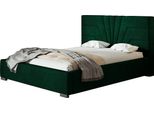Letto Imbottito Athene Con Testiera, 140X200 Cm, Letto Matrimoniale Con Rete E Doghe In Legno, Tessuto Velour Verde