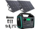 Swarey 1000W (Picco 1500W) Generatore Di Energia Portatile S1000 Powerstation Con 2X 100W Pannello Solare, 725,76Wh 201600Mah Batteria Agli Ioni Di Litio Di Backup Di Stoccaggio Solare Con 65W Type-C, Generatore Solare Per Viaggi In Auto, Off-Grid, Interruzioni Di Corrente