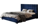 Letto Imbottito Porto Con Testiera, 120X200 Cm, Letto Matrimoniale Con Rete E Doghe In Legno, Tessuto Velour Blu Scuro