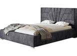 Letto Imbottito Athene Con Testiera, 140X200 Cm, Letto Matrimoniale Con Rete E Doghe In Legno, Tessuto Velour Grigio Scuro