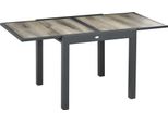 Tavolo Da Giardino Outsunny, Tavolo Da Pranzo Per Giardino Con Piano Allungabile, Tavolo Da Patio Con Aspetto Legno, Tavolo Da Balcone In Alluminio, Beige+Grigio, 160 X 80 X 75Cm