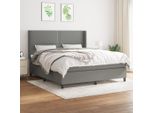 The Living Store Letto A Molle Con Materasso Grigio Scuro 180X200 Cm In Tessuto