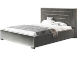 Letto Imbottito Nizza Con Testiera, 120X200 Cm, Letto Matrimoniale Con Rete E Doghe In Legno, Tessuto Velour Grigio