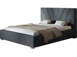 Letto Imbottito Palermo Con Testiera, 120X200 Cm, Letto Matrimoniale Con Rete E Doghe In Legno, Tessuto Velour Grigio Scuro