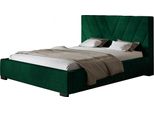 Letto Imbottito Palermo Con Testiera, 160X200 Cm, Letto Matrimoniale Con Rete E Doghe In Legno, Tessuto Velour Verde