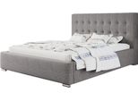 Letto Imbottito Rio Con Testiera, 140X200 Cm, Letto Matrimoniale Con Rete A Doghe In Legno, Tessuto Testurizzato, Colore: Grigio Chiaro