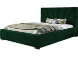 Letto Imbottito Denver Con Testiera, 180X200 Cm, Letto Matrimoniale Con Rete A Doghe In Legno, Tessuto Velour, Colore: Verde