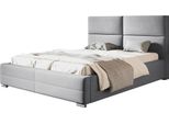 Letto Imbottito Lisbon Con Testiera, 160X200 Cm, Letto Matrimoniale Con Rete E Doghe In Legno, Tessuto Velour, Colore: Grigio Chiaro