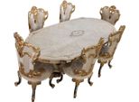 Casa Padrino Tavolo Da Pranzo Barocco Crema / Beige / Nero / Oro - Tavolo Da Cucina Ovale In Stile Barocco - Mobili Da Sala Da Pranzo In Stile Barocco - Mobili Da Sala Da Pranzo Barocchi - Arredi Barocchi
