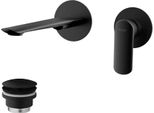 Miscelatore Lavabo A Parete Con Piletta Di Scarico (Tappo) Nero Opaco