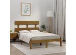 The Living Store Letto In Legno Massiccio Marrone Miele 200X200 Cm