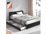 Letto Imbottito Sweiko Letto Matrimoniale Con 2 Cassetti E Rete A Doghe Comoda Testata 140*200Cm Velluto Nero