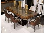Casa Padrino Tavolo Da Pranzo Grigio / Marrone / Oro 226 X 112 X H. 70 Cm - Tavolo Da Cucina Rettangolare In Legno Massello - Mobili Da Sala Da Pranzo - Mobili - Collezione Lusso