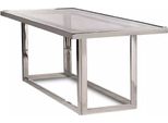 Casa Padrino Tavolo Da Pranzo Argento 220 X 90 X H. 77 Cm - Tavolo Da Pranzo Rettangolare In Metallo Con Piano In Vetro - Mobili Per La Sala Da Pranzo - Mobili
