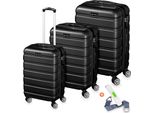 Set Di Valigie Rigide 3 Pezzi Con Serratura A Combinazione Tsa 4 Ruote Abs Guscio Duro, Valigia Trolley Da Viaggio Trolley - Nero
