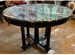 Casa Padrino Tavolo Da Pranzo Nero Ø 120 X H. 80 Cm - Tavolo Da Cucina Rotondo In Legno Massiccio Con Piano In Marmo - Mobili Sala Da Pranzo - Mobili