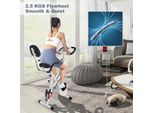 Cyclette - Bigzzia Cyclette Pieghevole 3 In 1 Con Bande Di Resistenza Per Le Braccia E 8 Ruote Di Resistenza Regolabili, X-Bike Con Misurazione Del Battito Cardiaco E Display Lcd, Cyclette Per L'allenamento In Casa-Ufficio