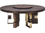 Casa Padrino Tavolo Da Pranzo Marrone Scuro/Ottone Ø 160 X H. 76 Cm - Tavolo Da Pranzo Rotondo In Legno Massiccio - Mobili Da Sala Da Pranzo Italiani - Arredamento - Qualità Lussuosa - Italy