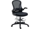 Sedia Da Ufficio Vinsetto, Sedia Da Disegno Ergonomica Con Anello Per I Piedi Regolabile, Sedia Girevole, Sedia Da Lavoro Regolabile In Altezza Da 102-122 Cm Con Rotelle E Supporto Lombare, Nero