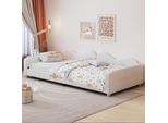 Flieks Letto Per Bambini Divano Letto 90X200Cm Imbottito, Letto Da Giorno Per Ragazzi Con Rete A Doghe, Letto Singolo Divano Letto Letto Per Ospiti Letto Da Giorno, Velluto, Bianco