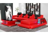 Divano Angolare In Pelle A Forma Di L Rosso Lusso Moderno Set