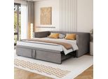 Letto Imbottito Divano Letto Allungabile 90/180 * 200 Cm Con Rete A Doghe, Letto Multifunzionale In Tessuto Vellutato Delicato Sulla Pelle Grigio