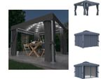 Vidaxl Padiglione Con Tende E Catena Luminosa A Led 3X3 M Antracite - Padiglioni E Tende Per Feste