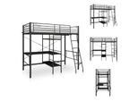 Vidaxl Letto A Castello Con Tavolo In Metallo Nero 90X200 Cm - Letti E Strutture Letto