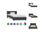 Vidaxl Struttura Letto Con Led In Pelle Finta Grigia 90×200 Cm - Letti E Strutture Letto