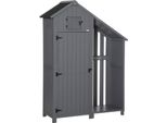 Outsunny Casetta Da Giardino In Legno Casetta Per Attrezzi Casetta Da Giardino Casetta Per Attrezzi In Legno Tetto A Capanna Grigio+Nero 129 X 51,5 X 180 Cm