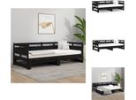 Vidaxl Letto Da Giorno Allungabile In Pino Massiccio Nero 2X(80X200) Cm - Letti E Strutture Letto