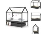 Vidaxl Lettino Con Cassetto In Pino Massiccio Grigio Scuro 80X160 Cm - Lettini Per Bambini E Ragazzi