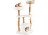 Tiragraffi In Legno Costway 124 Cm, Mobili Per Gatti In Legno Massiccio Con Grotta Per Gatti, Sedile In Peluche, Piattaforma Per Sedersi E Tiragraffi, Tiragraffi Per Gatti Bianco