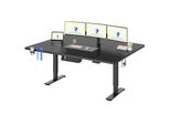 Scrivania Flexispot Regolabile In Altezza 200X80Cm Elettrica Con 4 Funzioni Di Memoria, Protezione Anticollisione Portata 70Kg, Gancio, Gestione Cavi (Nero)